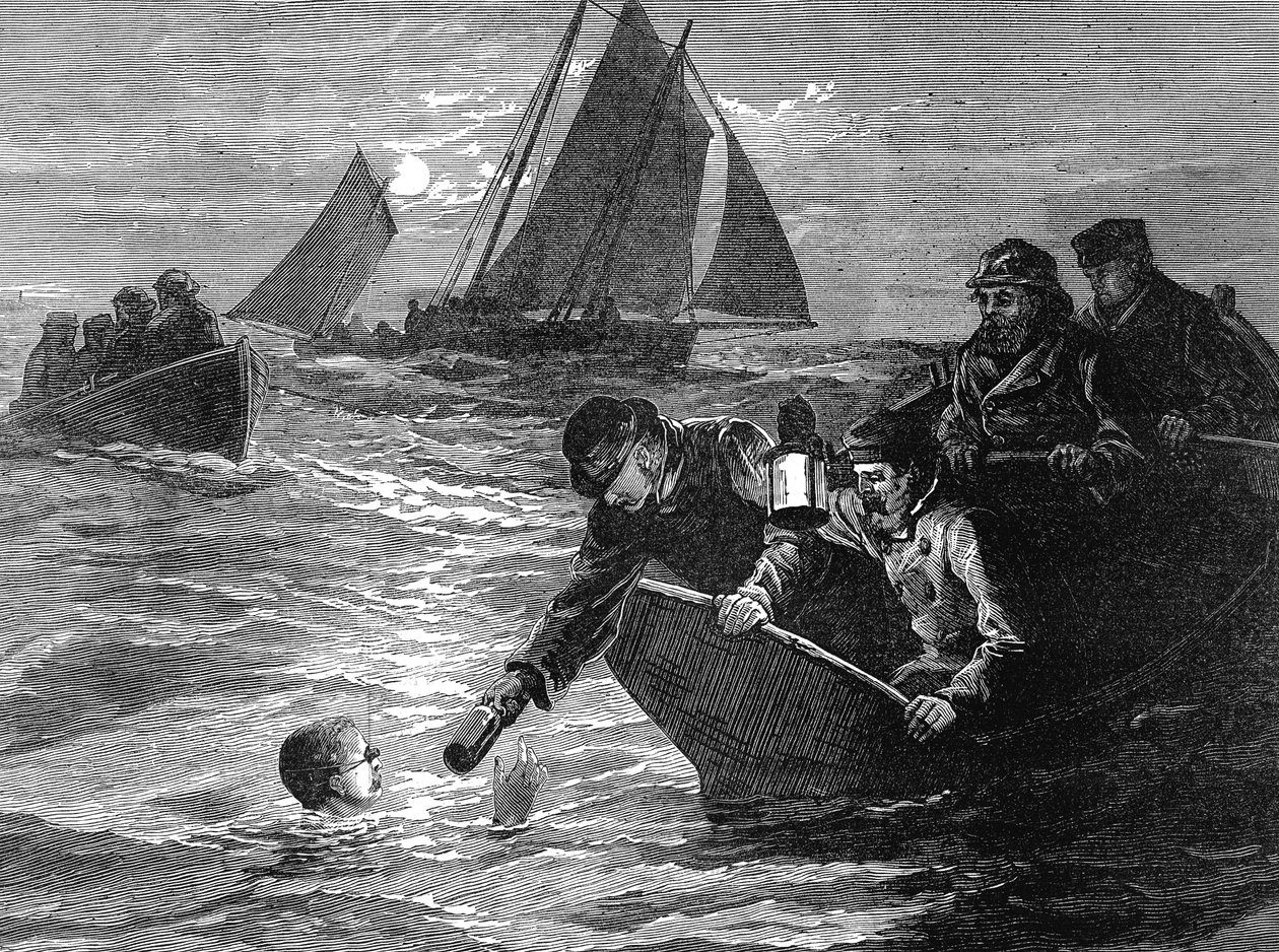 Kaptein Matthew Webb, den første mannen som svømte Den engelske kanal, 1875 av Unbekannt