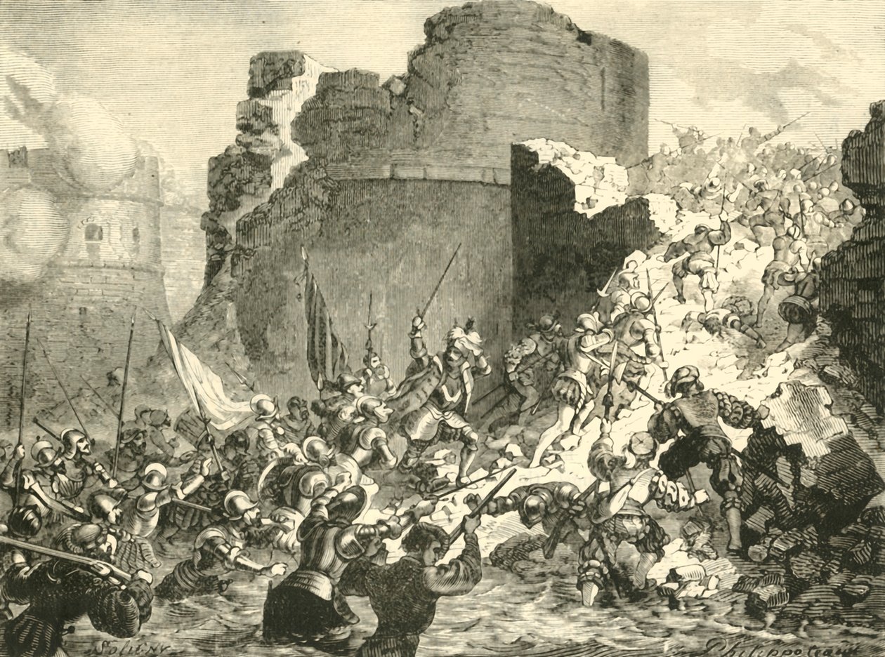 Erobringen av Calais av franskmennene under hertugen av Guise, 1558, 1890. av Unbekannt