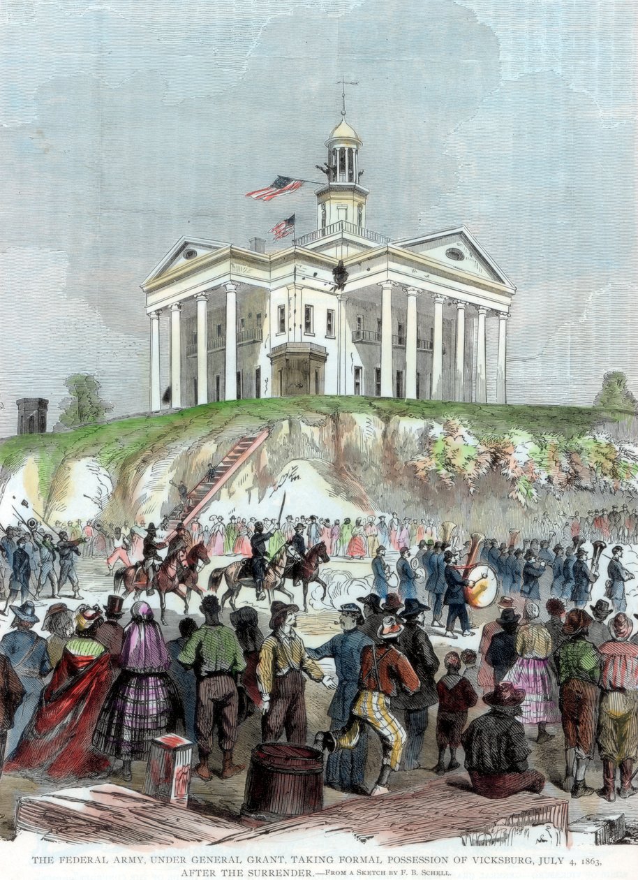 Erobringen av Vicksburg, Mississippi, av unionshæren, amerikansk borgerkrig, 4. juli 1863 av Unbekannt
