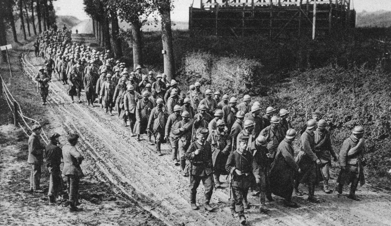 Fangede franske soldater, Somme, Frankrike, første verdenskrig, 1917 av Unbekannt