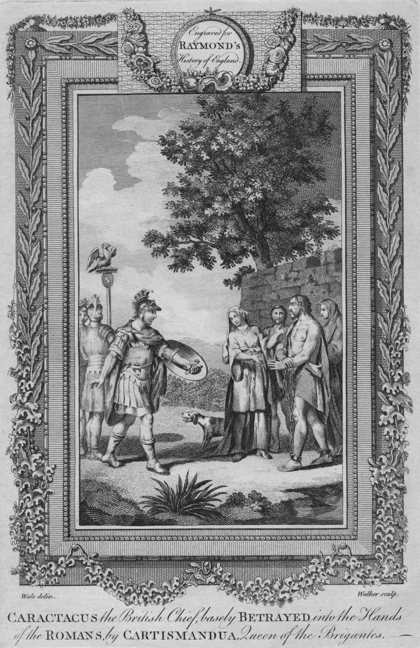 Caractacus den britiske høvdingen, grunnleggende forrådt i romernes hender av Cartismandua, c1787 av Unbekannt