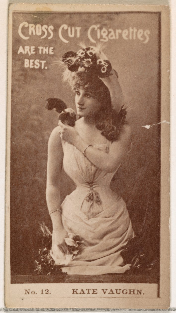 Kort nummer 12, Kate Vaughn, fra Actors and Actresses-serien N145-2 utgitt av Duke..., 1880-tallet. av Unbekannt
