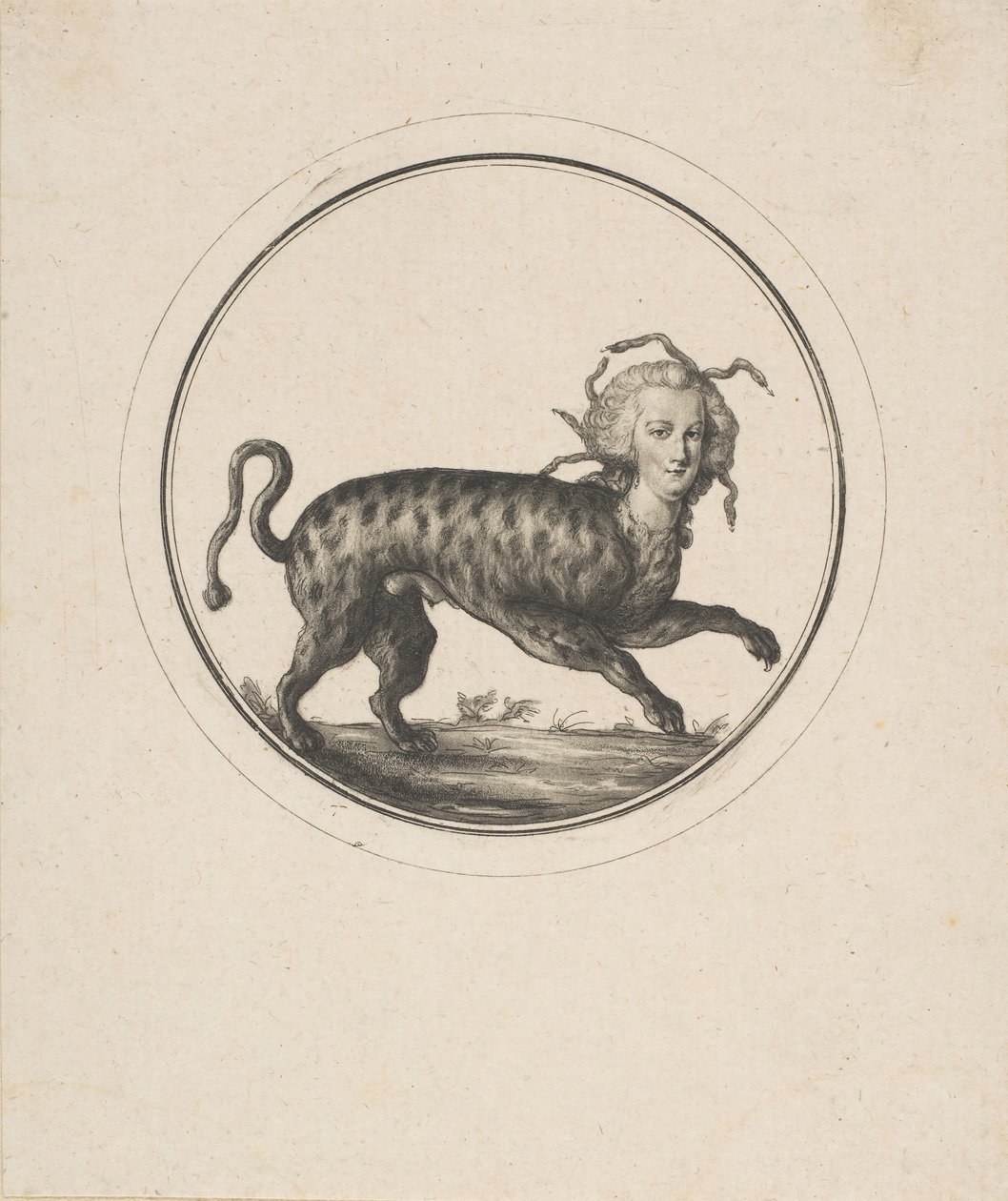 Karikatur som viser Marie Antoinette som en leopard, 1700-tallet. av Unbekannt