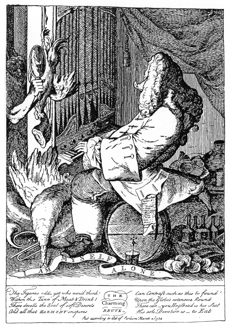 Karikatur av George Frideric Handel 1685-1759, 1754 av Unbekannt