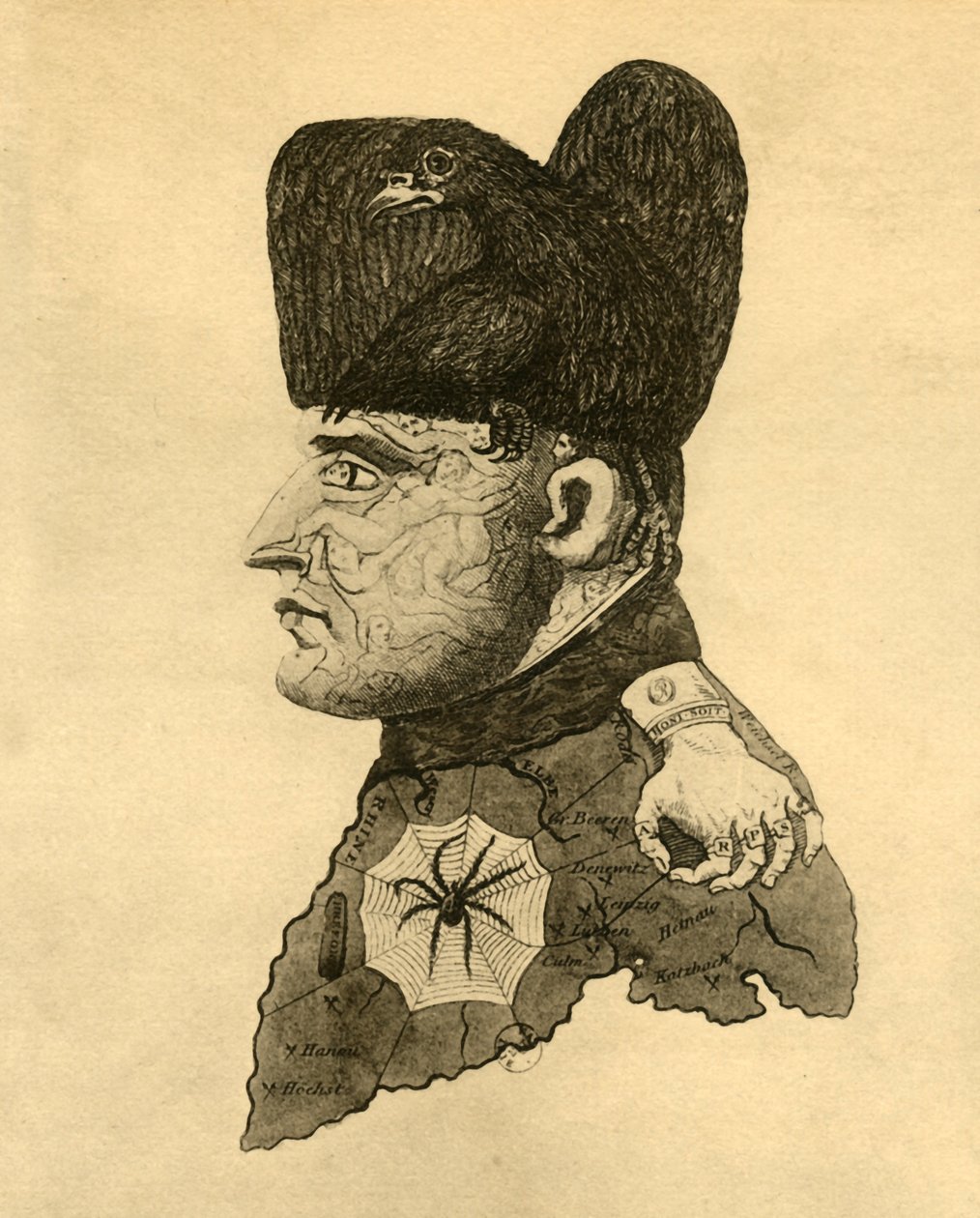 Karikatur av Napoleon, c1814, 1921. av Unbekannt