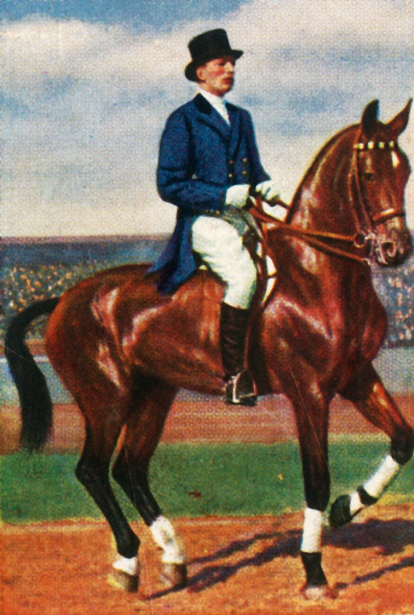 Carl von Langen fra Tyskland på hesten Daredevil, 1928. av Unbekannt
