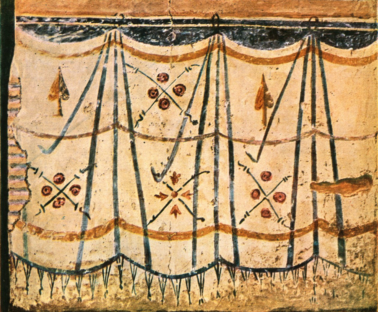 Teppefrise fra kammer E, vegg 6 i Santa Maria Antiqua, Roma, Italia, 1928. av Unbekannt