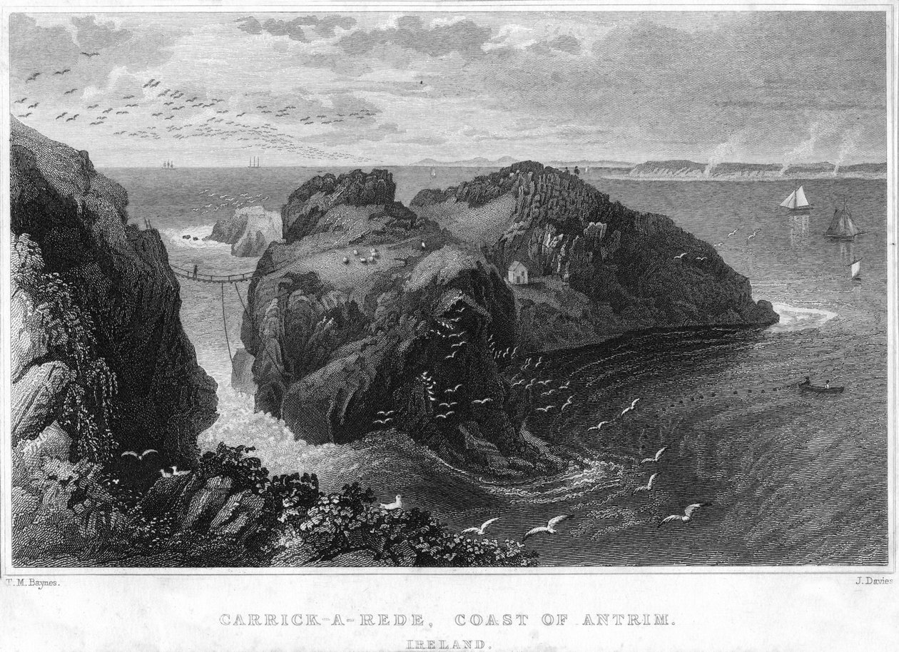 Carrick-A-Rede, Coast of Antrim, Irland, 1800-tallet av Unbekannt