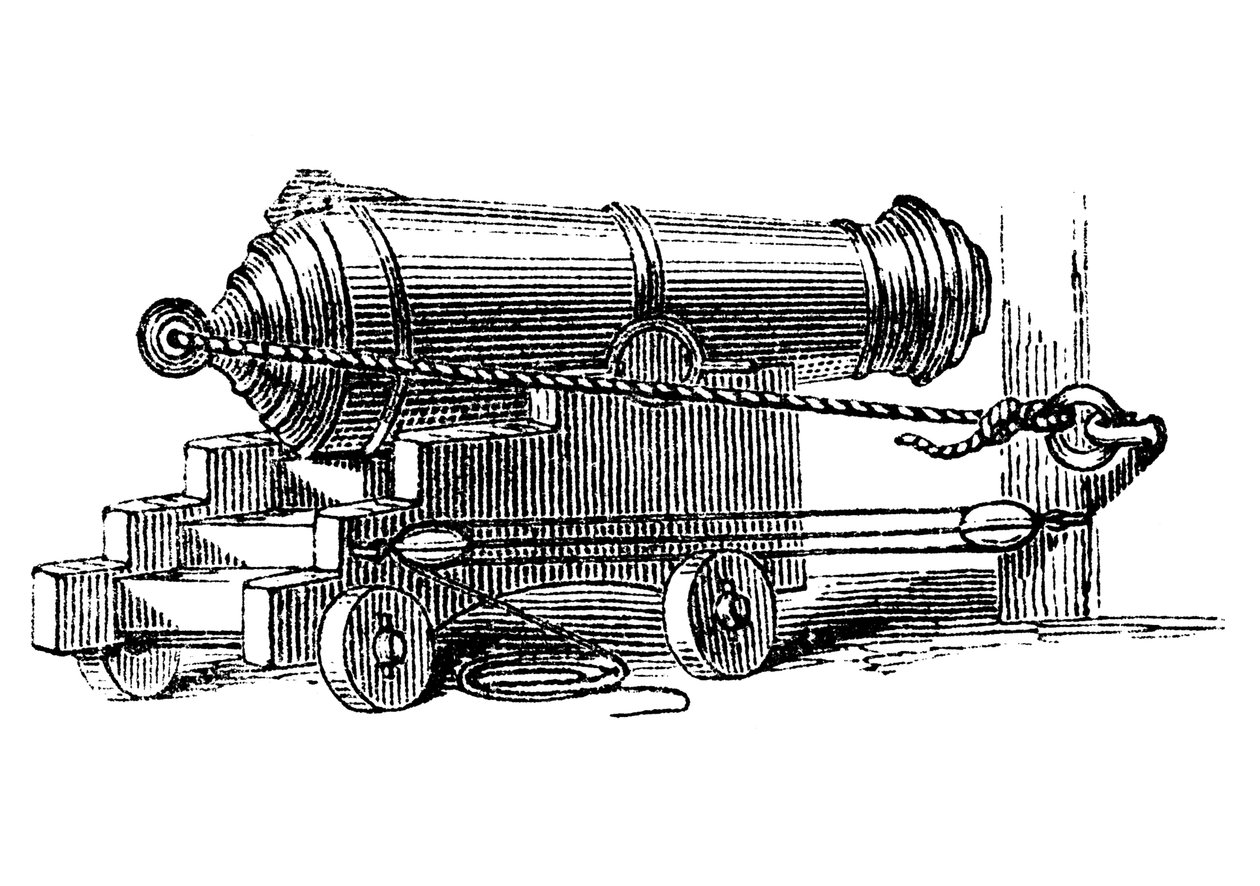 Carronade, kort stykke marinevåpen med stort kaliberkammer, som en morter, c1884 av Unbekannt