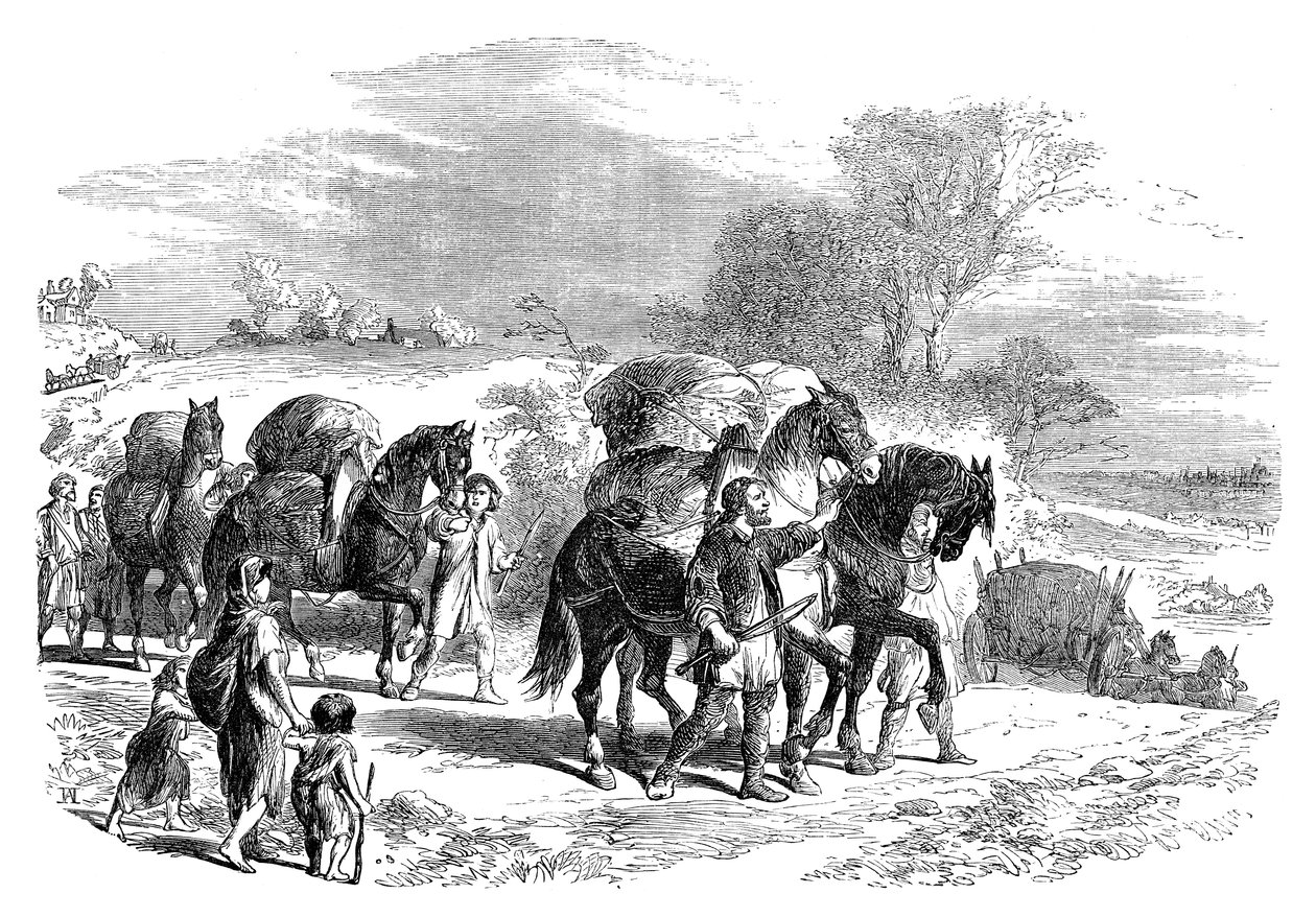Bære brød til London på pakkehester, c1895 av Unbekannt