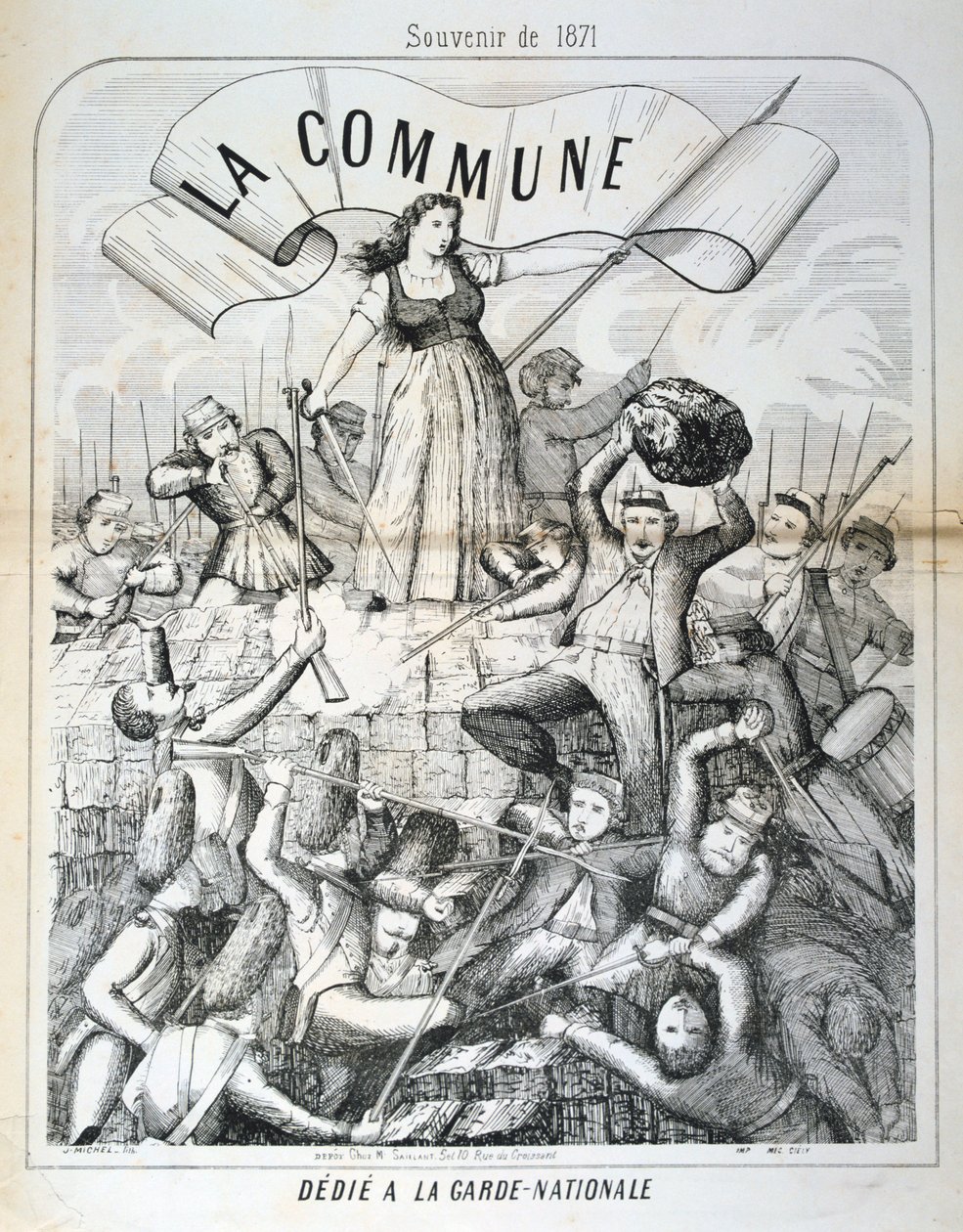 Tegneserie dedikert til nasjonalgarden, Paris kommune, 1871 av Unbekannt