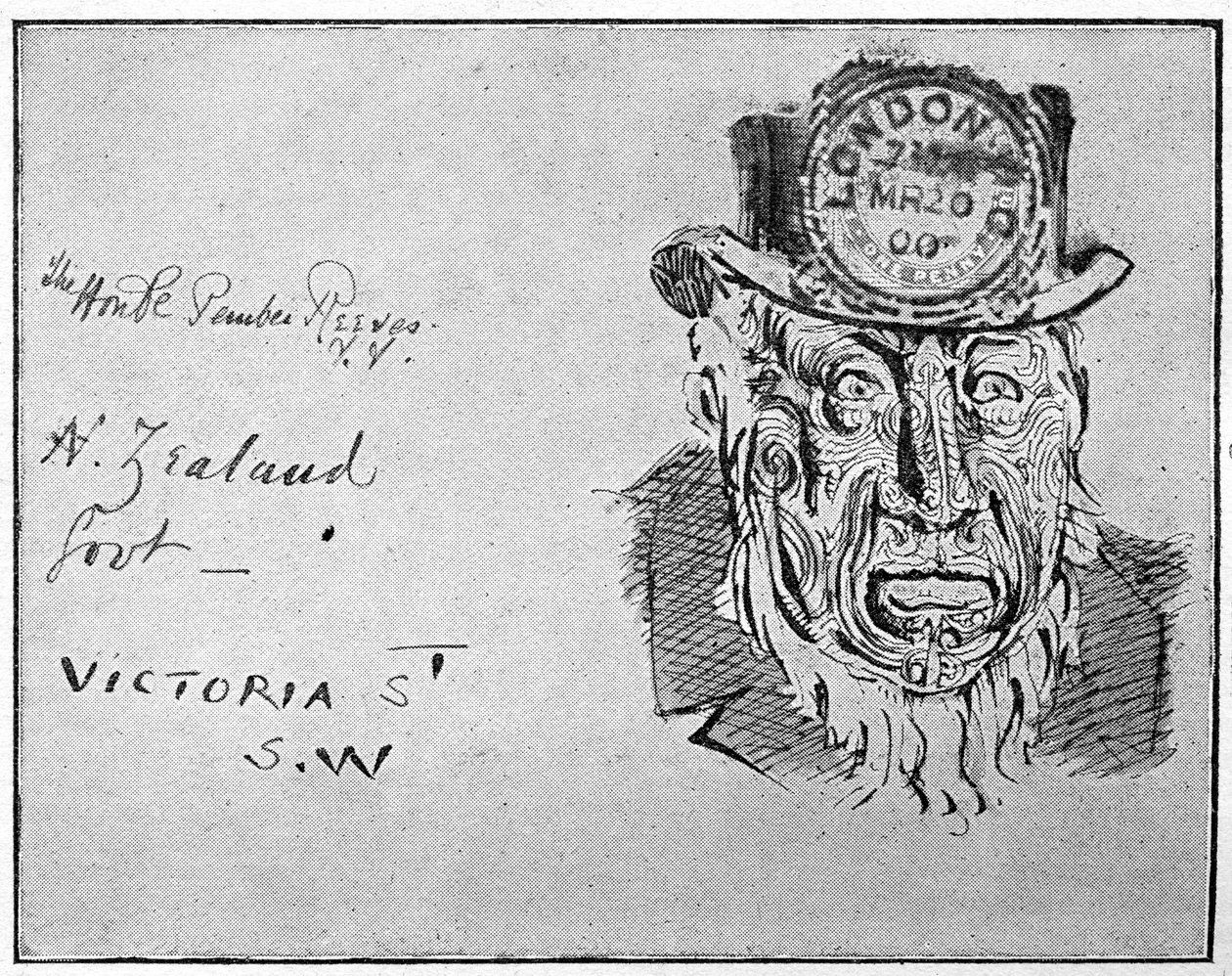 Tegneserie som viser Boer-leder Paul Kruger som en maori, 1900 av Unbekannt