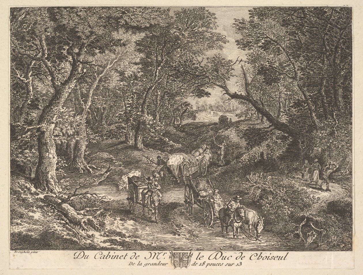 Carts on a Path through the Woods etter et maleri i samlingen til Duc de Choiseul, 1771. av Unbekannt