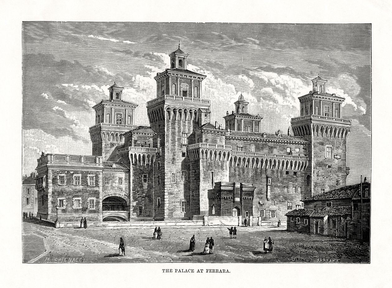 Estense Castle, Ferrara, Italia, 1879 av Unbekannt
