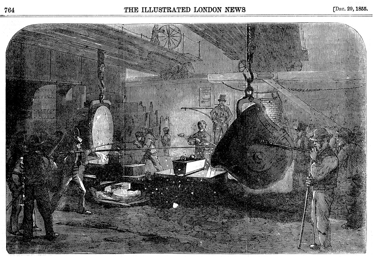 Støping av en mørtel ved Grissells Regents Canal Ironworks, City Road, London, 1855 av Unbekannt