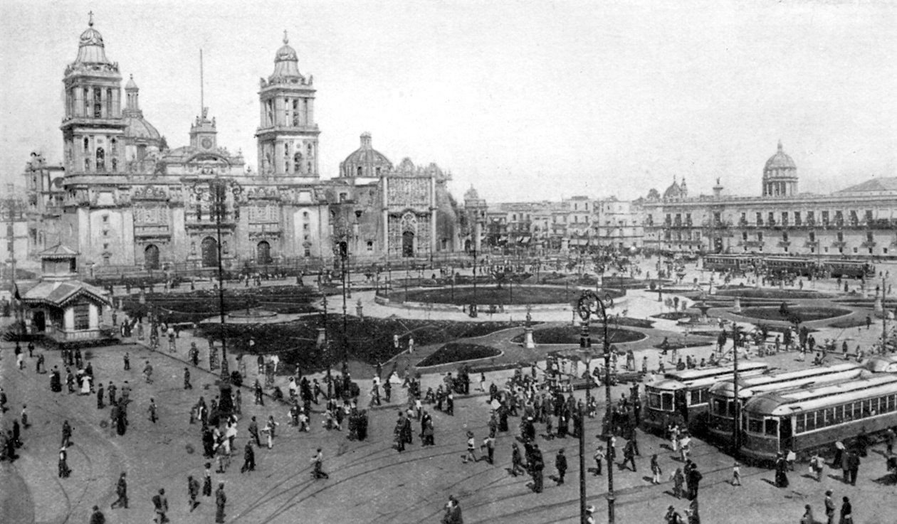 Katedralen og nasjonalpalasset, Mexico by, Mexico, 1926 av Unbekannt