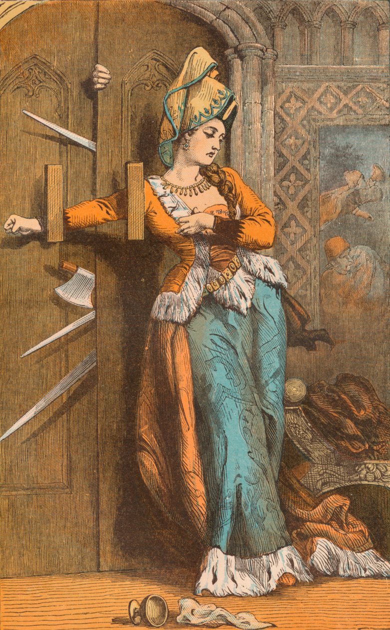Catherine Douglas Barring the Door, 1400-tallet, c1910 av Unbekannt