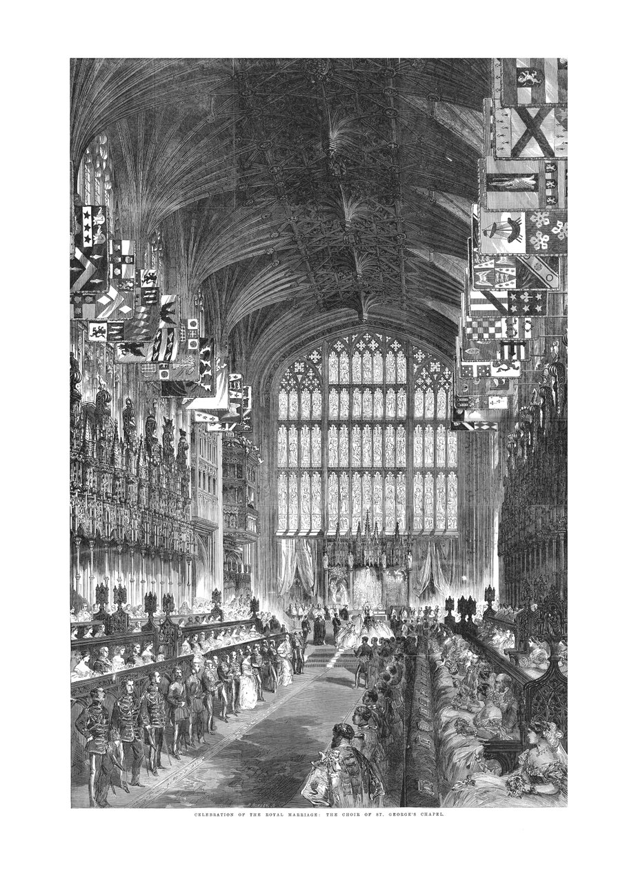 Feiring av det kongelige ekteskapet - The Choir of St. Georges Chapel., 10. mars 1863 av Unbekannt