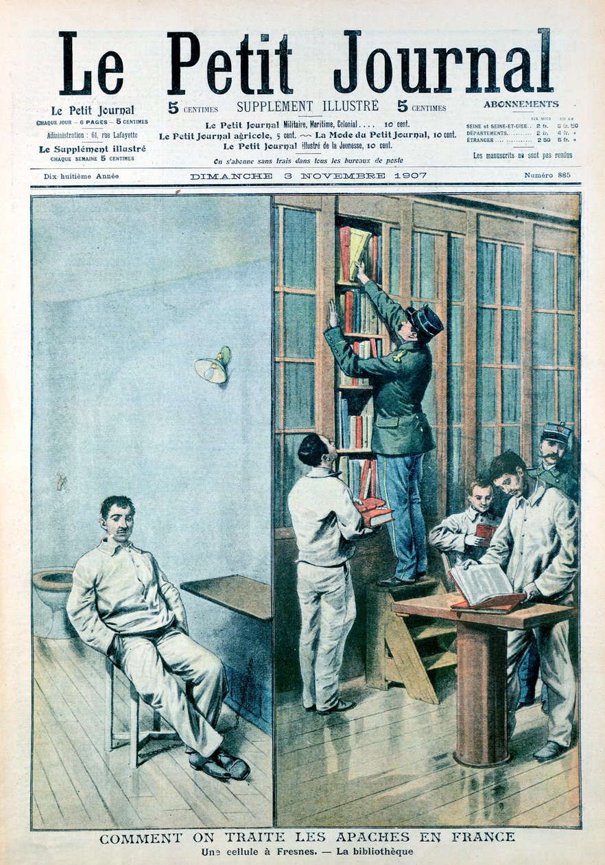 Celle og bibliotek ved fengselet på Fresnes, 1907 av Unbekannt