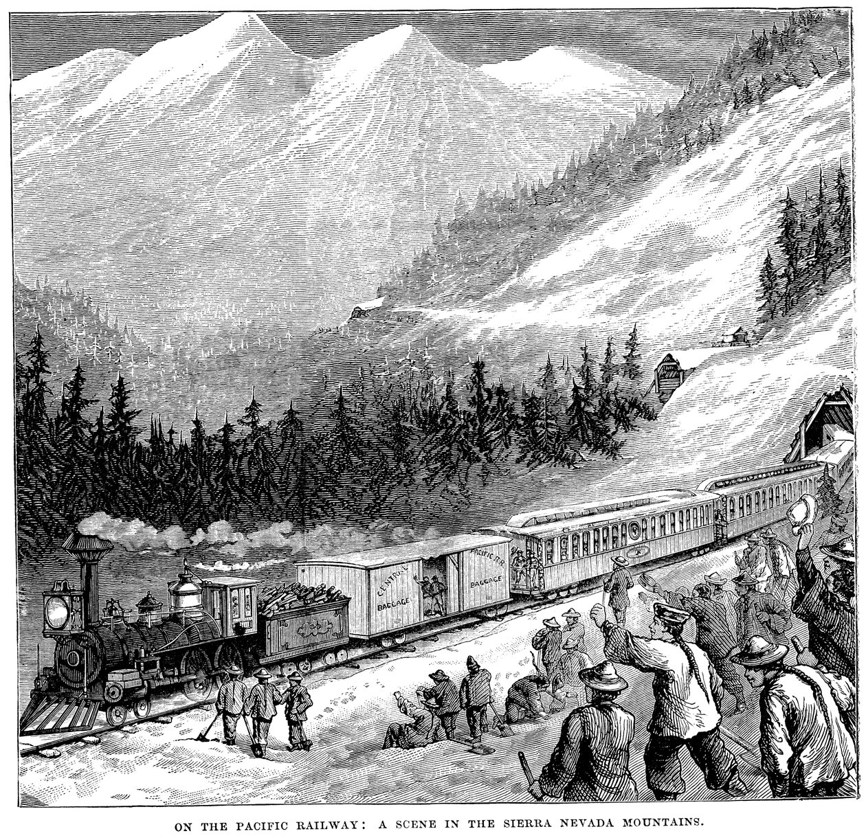 Central Pacific Railroad i Sierra Nevada-fjellene, c1875 av Unbekannt