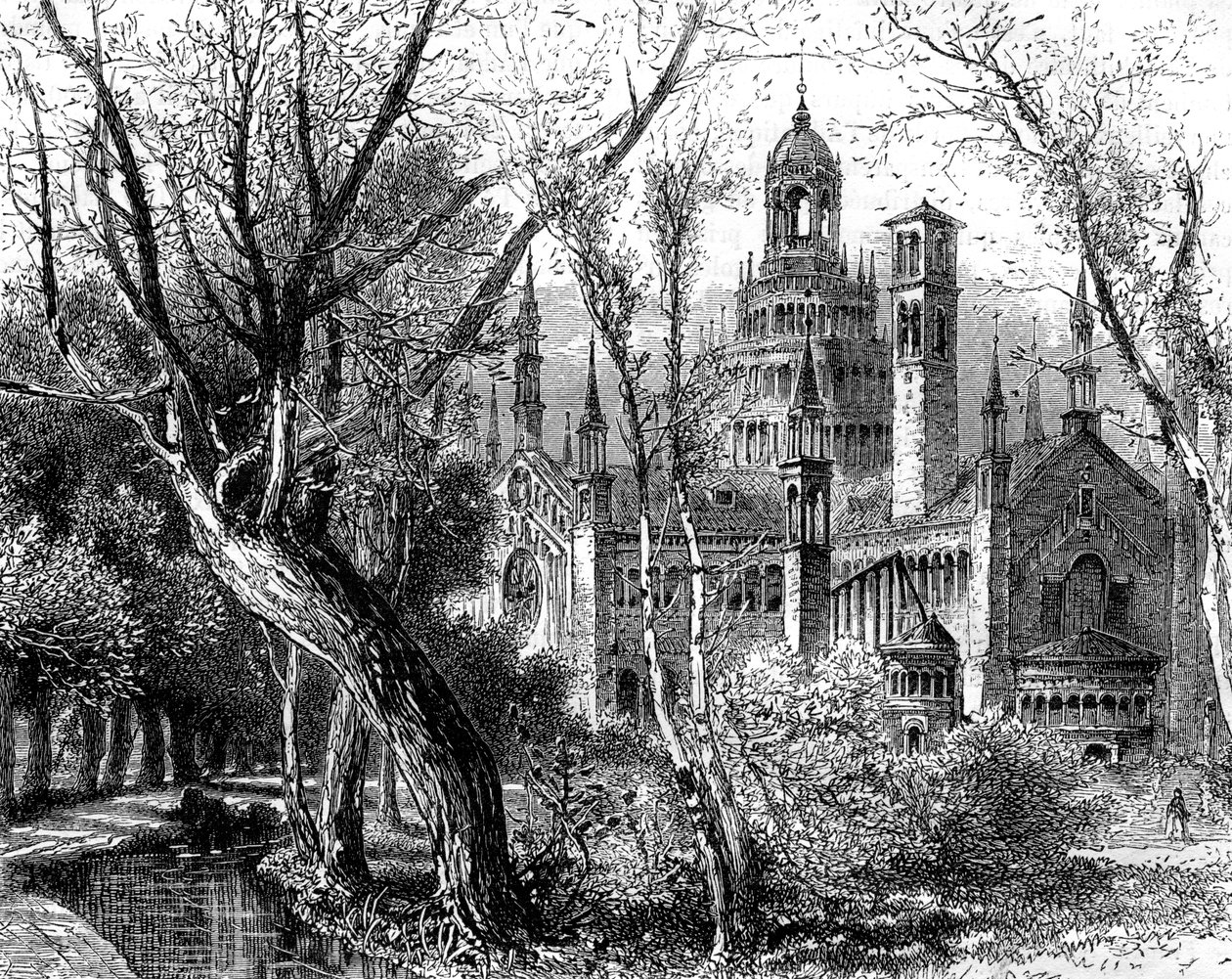 Certosa di Pavia eller Charterhouse of Pavia, Lombardia, Italia, 1800-tallet av Unbekannt