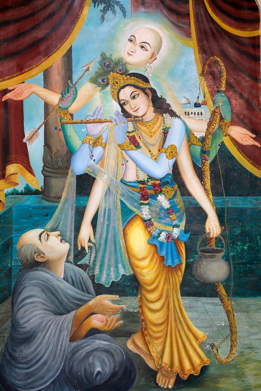 Chaitanya Mahaprabhu, en Vaishnava-helgen og sosial reformator fra 1400-tallet - Vaishnava betyr å ære Vishnu eller Krishna (Krishna, spiller på fløyte, er en av Vishnus avatarer) Vrindavan Inde av Unbekannt