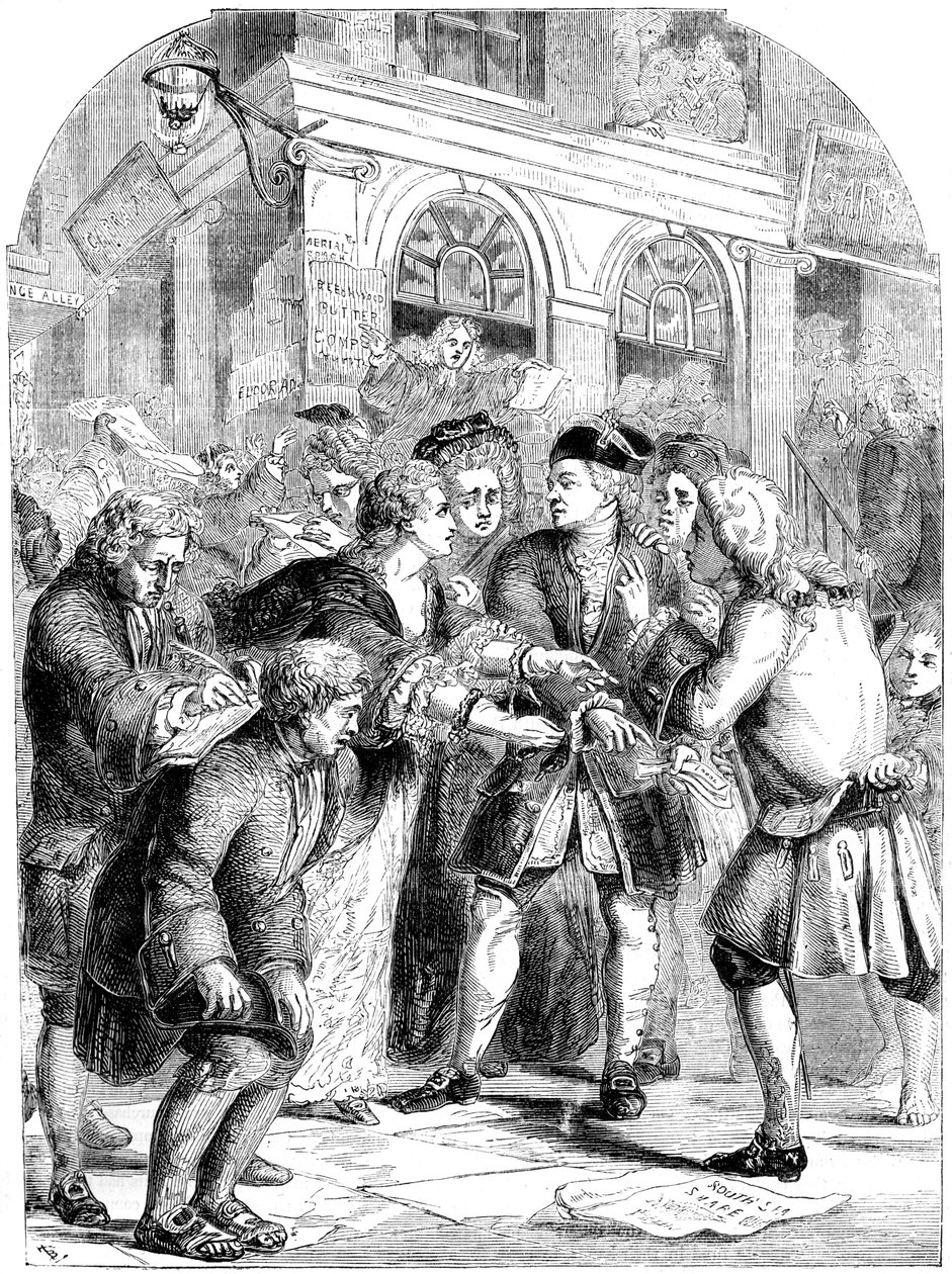 Change Alley, Singapore, under vanviddet til South Sea Bubble, ca 1720 1800-tallet av Unbekannt