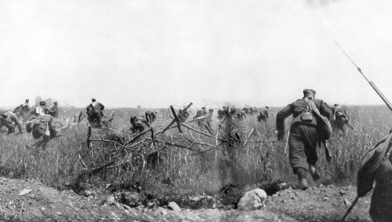 Angrep fra et regiment av franske zouave på platået i Touvent, Artois, Frankrike, 7. juni 1915 av Unbekannt