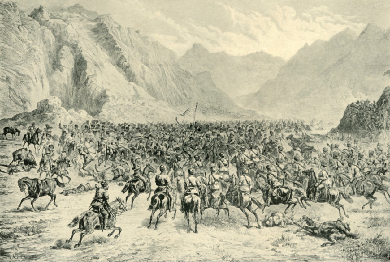 Anklagen for Punjab-kavaleriet i den andre aksjonen nær Charasia, 24. april 1880, 1901. av Unbekannt