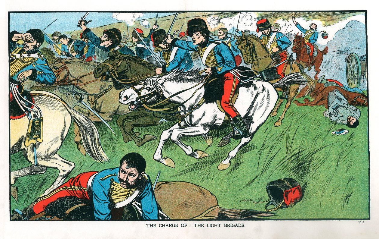 Anklagen for den lette brigaden ved Balaclava, Krim-krigen, 25. oktober, 1854 tidlig på 1900-tallet av Unbekannt