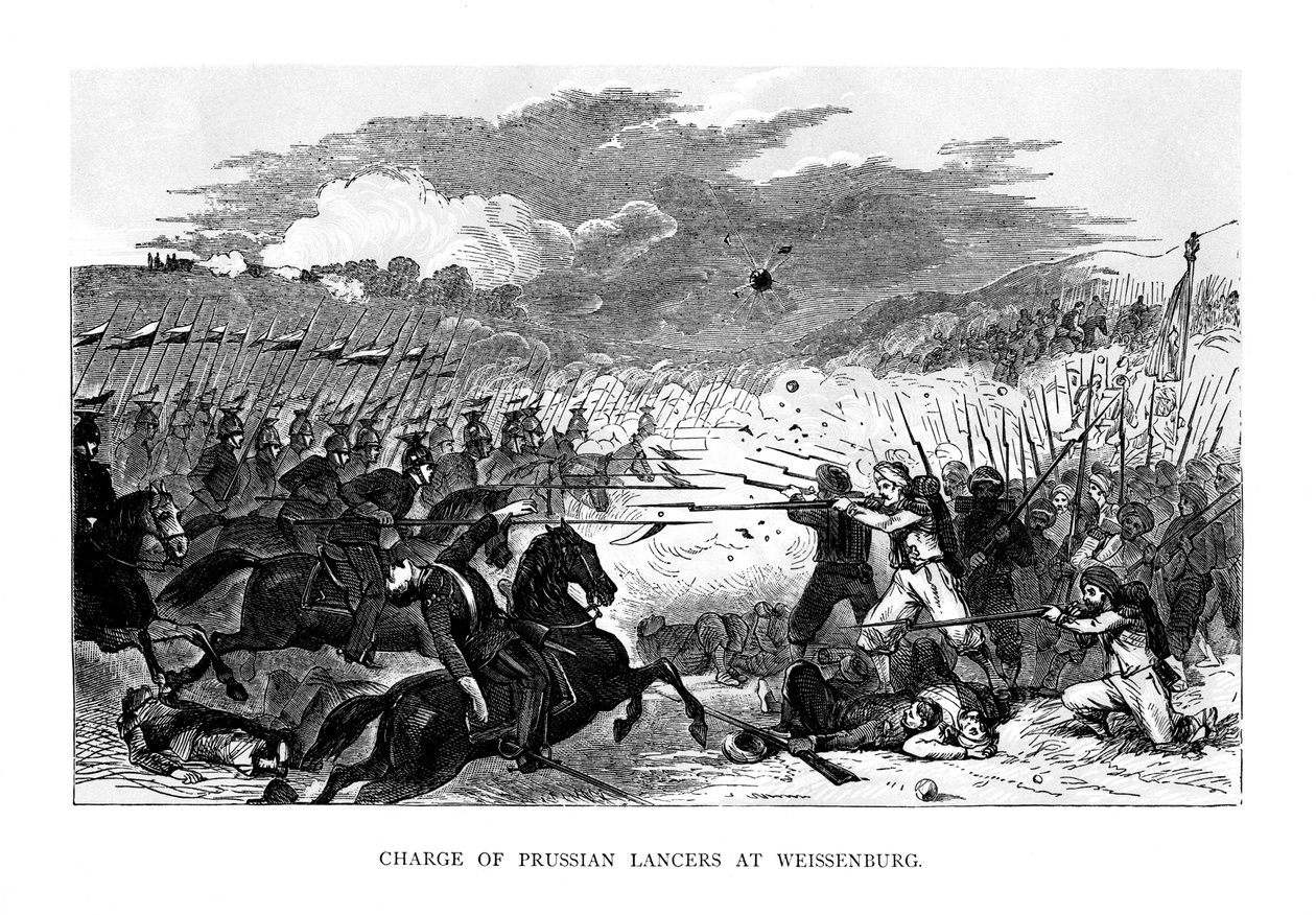 Anklagen for de prøyssiske lanserne i Weissenburg, 1870, 1875 av Unbekannt