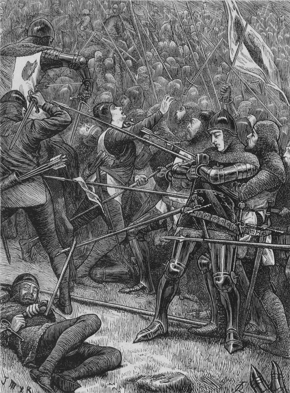 Anklagen mot skottene ved Halidon Hill, 19. juli 1333, c1880 av Unbekannt