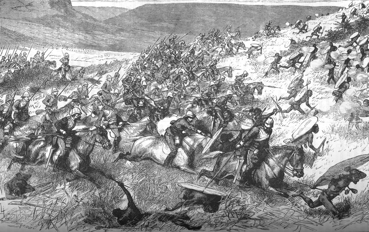 Anklagen for de syttende lanserne ved Ulundi, 1879, c1880 av Unbekannt