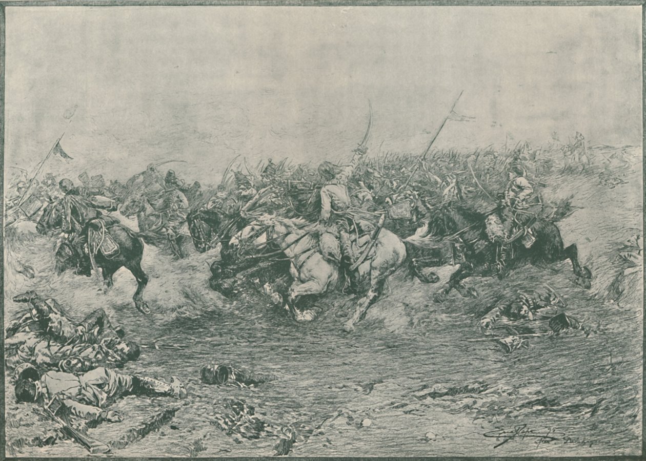 Anklagen for de tolvte husarene i slaget ved Marengo, 1800, 1896. av Unbekannt