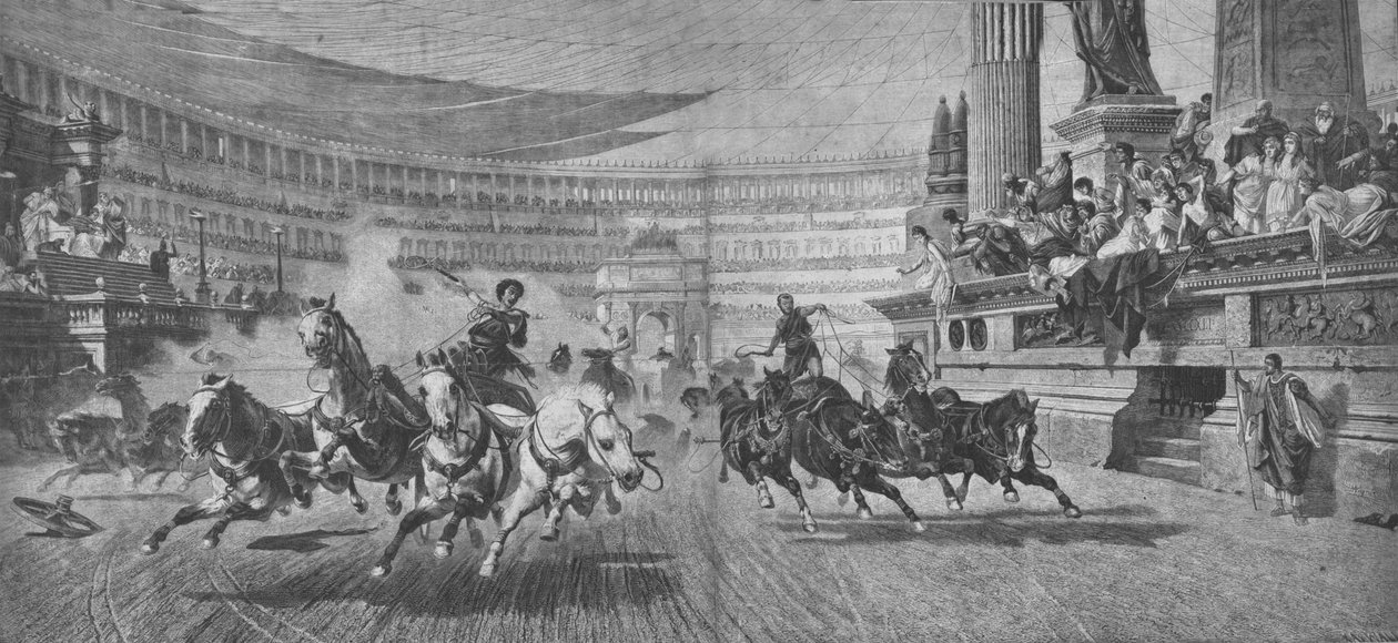 Vogn-racing på Circus Massimus i Roma, 1800-tallet av Unbekannt