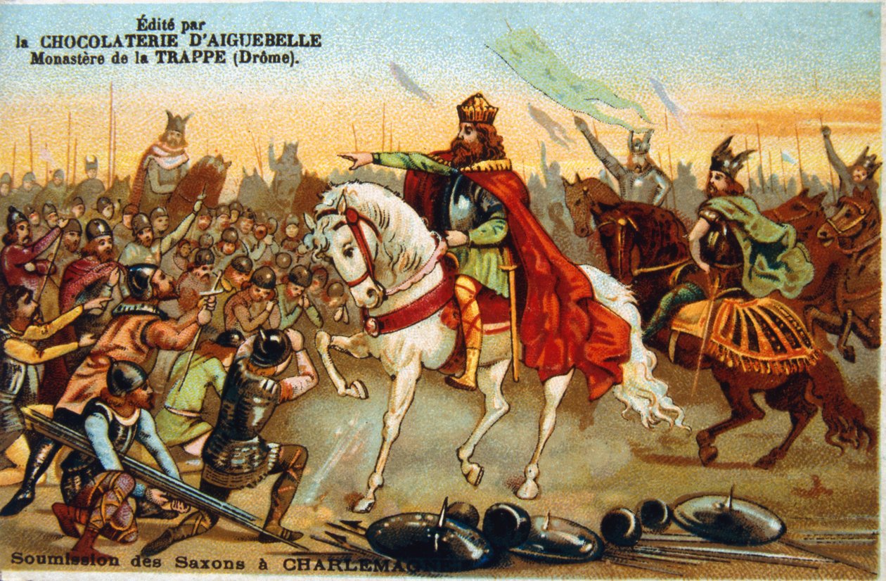 Charlemagne, kongen av frankerne, aksepterer saksernes underkastelse, 777 1800-tallet av Unbekannt