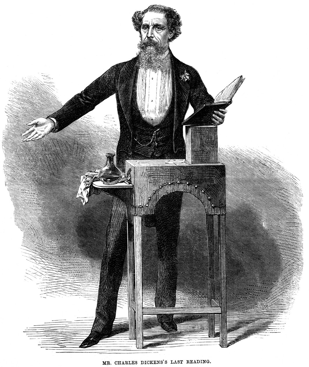 Charles Dickens 1812-70 holdt sin siste offentlige lesning i St James