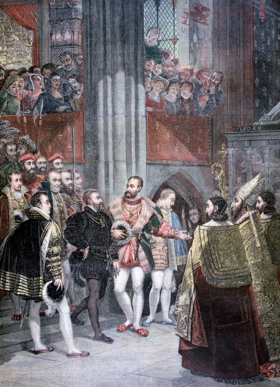 Charles I og Charles Quint i Basilica of Saint Denis, Paris, 1893 av Unbekannt
