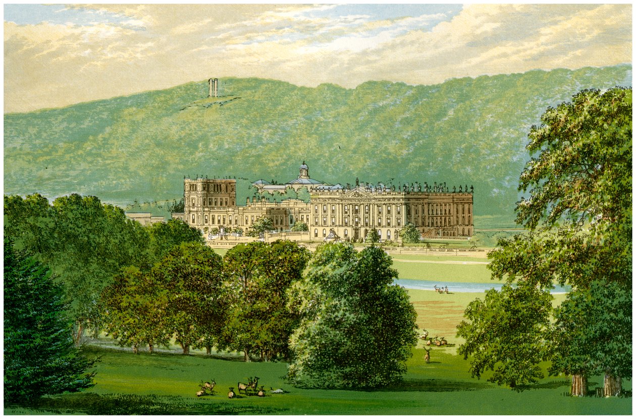 Chatsworth House, Derbyshire, hjemmet til hertugen av Devonshire, c1880 av Unbekannt