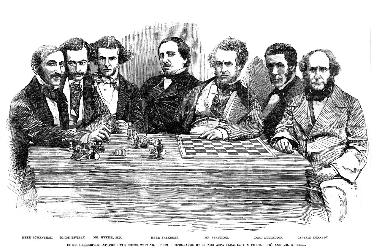 Sjakkkjendiser på det sene sjakkmøtet, 1855 av Unbekannt