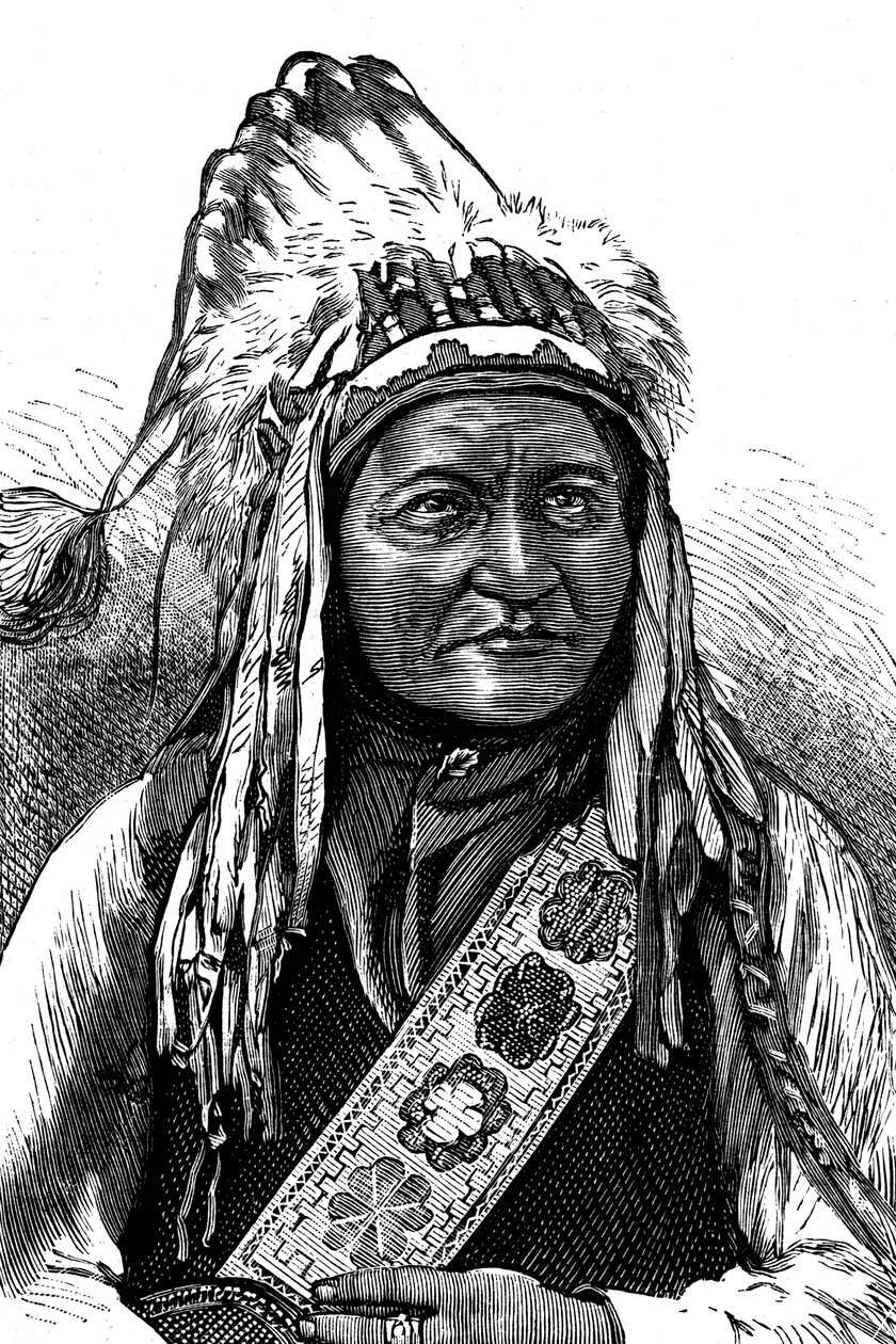 Chief Sitting Bull, amerikansk indianer, 1800-tallet av Unbekannt