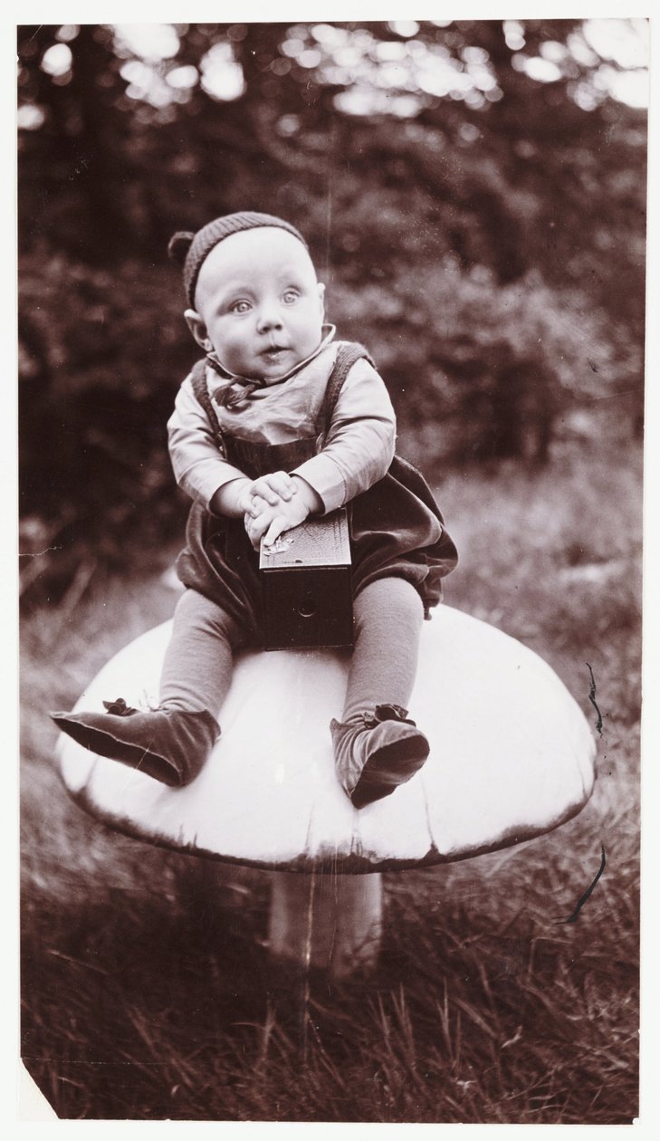 Barn med et Brownie-kamera, ca 1900 Et øyeblikksbilde av en liten gutt kledd som en Brownie, tatt av George Alfred Wyatt (1870-1922) av Unbekannt
