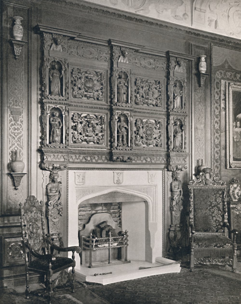 Chimney-Piece i King William Drawing room, Castle Ashby, 1927 av Unbekannt