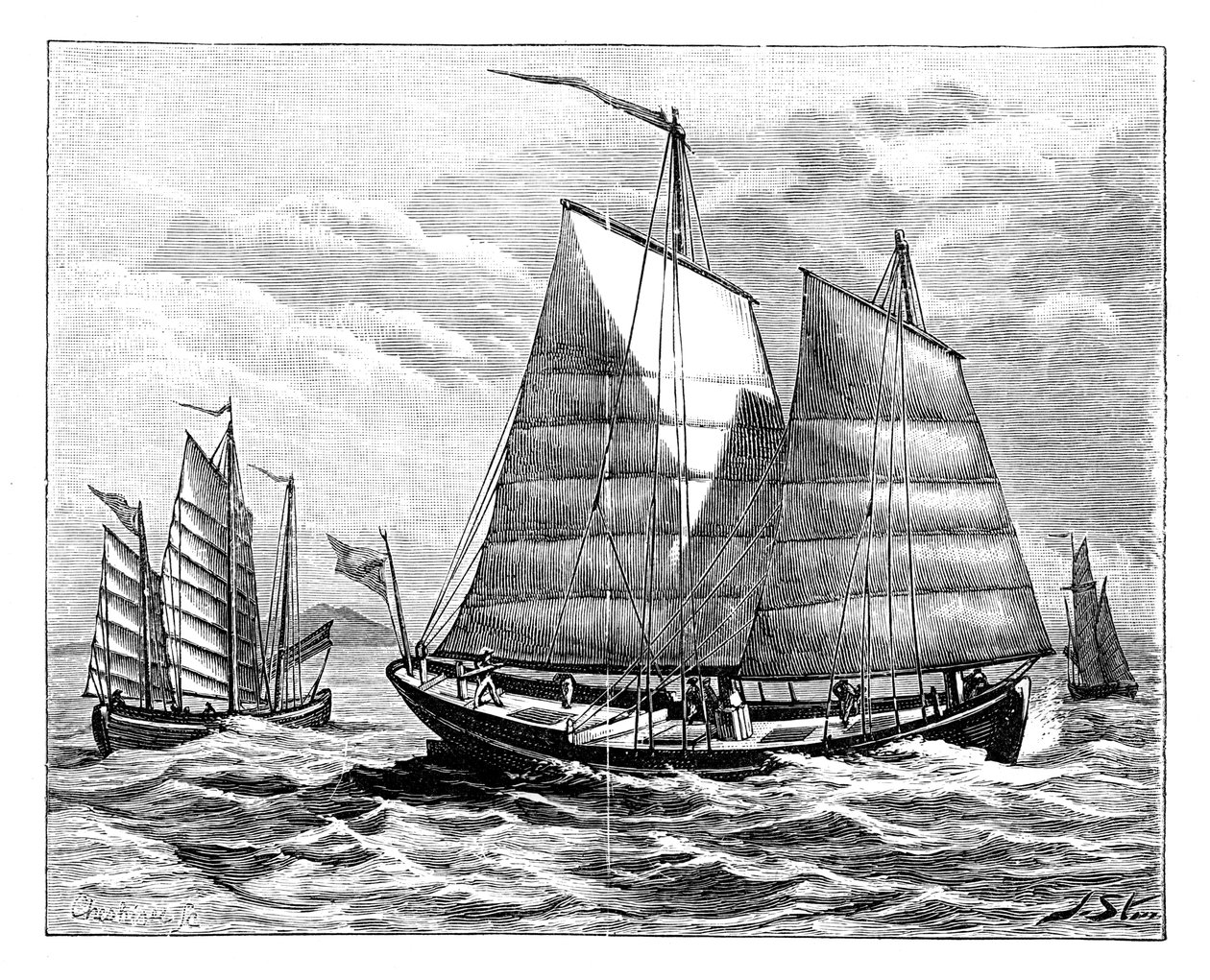 Kinesiske båter i Canton-elven, 1800-tallet av Unbekannt