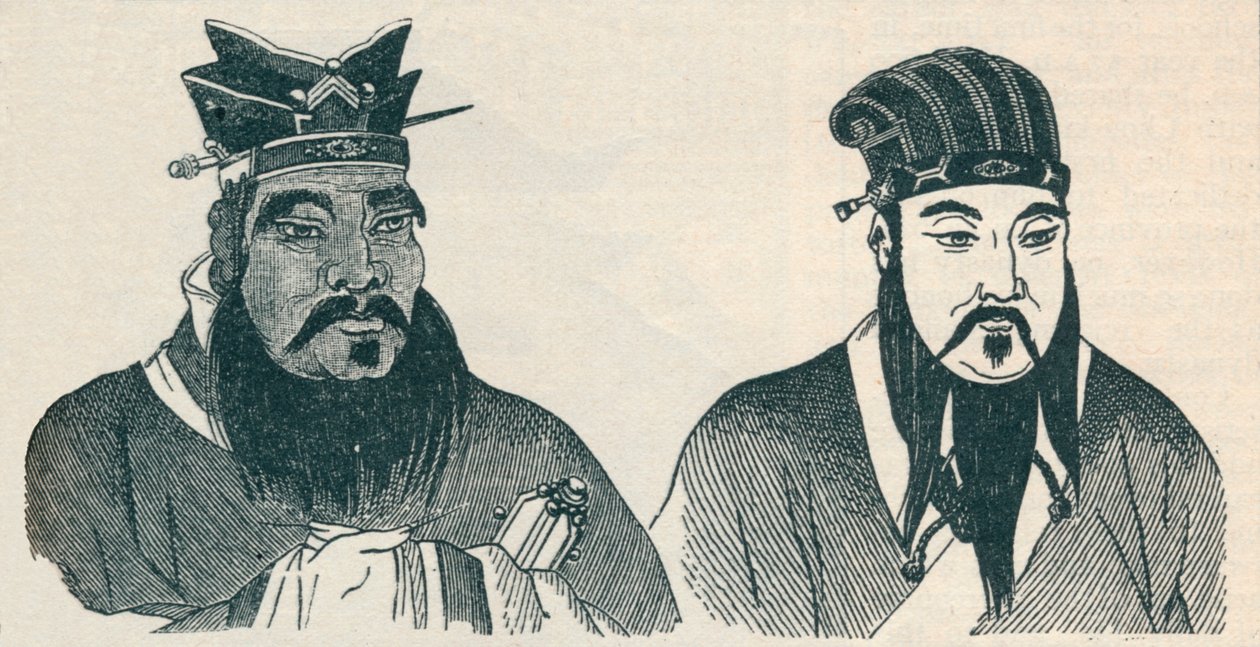 Kinesiske portretter av Confucius og hans store etterfølger Mencius, 1907 av Unbekannt