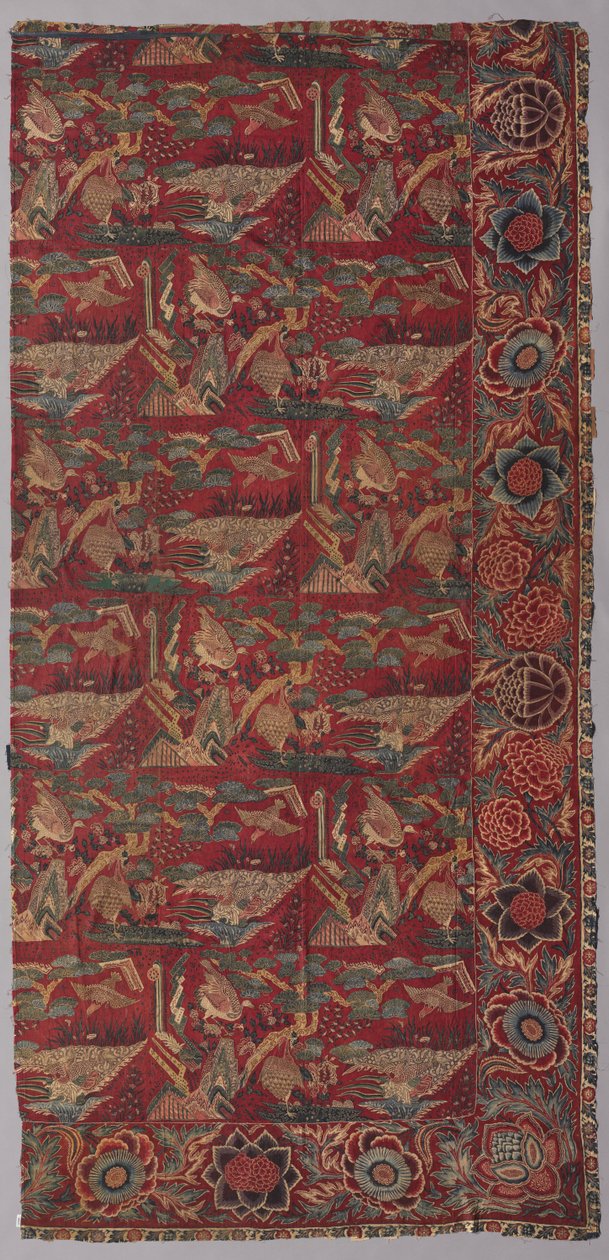 Chintz-sengetrekk eller hengende med japansk-inspirert mønster, høyre halvdel, første halvdel av 1700-tallet. av Unbekannt
