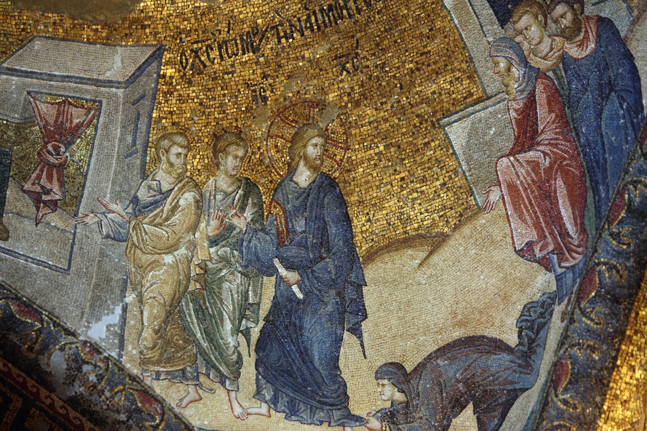 Chora kirkemuseum: mosaikk som viser kvinnen som ber Jesus om å gjenopprette helsen hennes Istanbul Turquie av Unbekannt