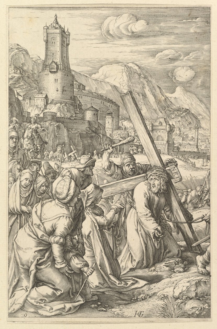 Kristus som bærer korset, fra The Passion of Christ, ca. 1598-1617. av Unbekannt