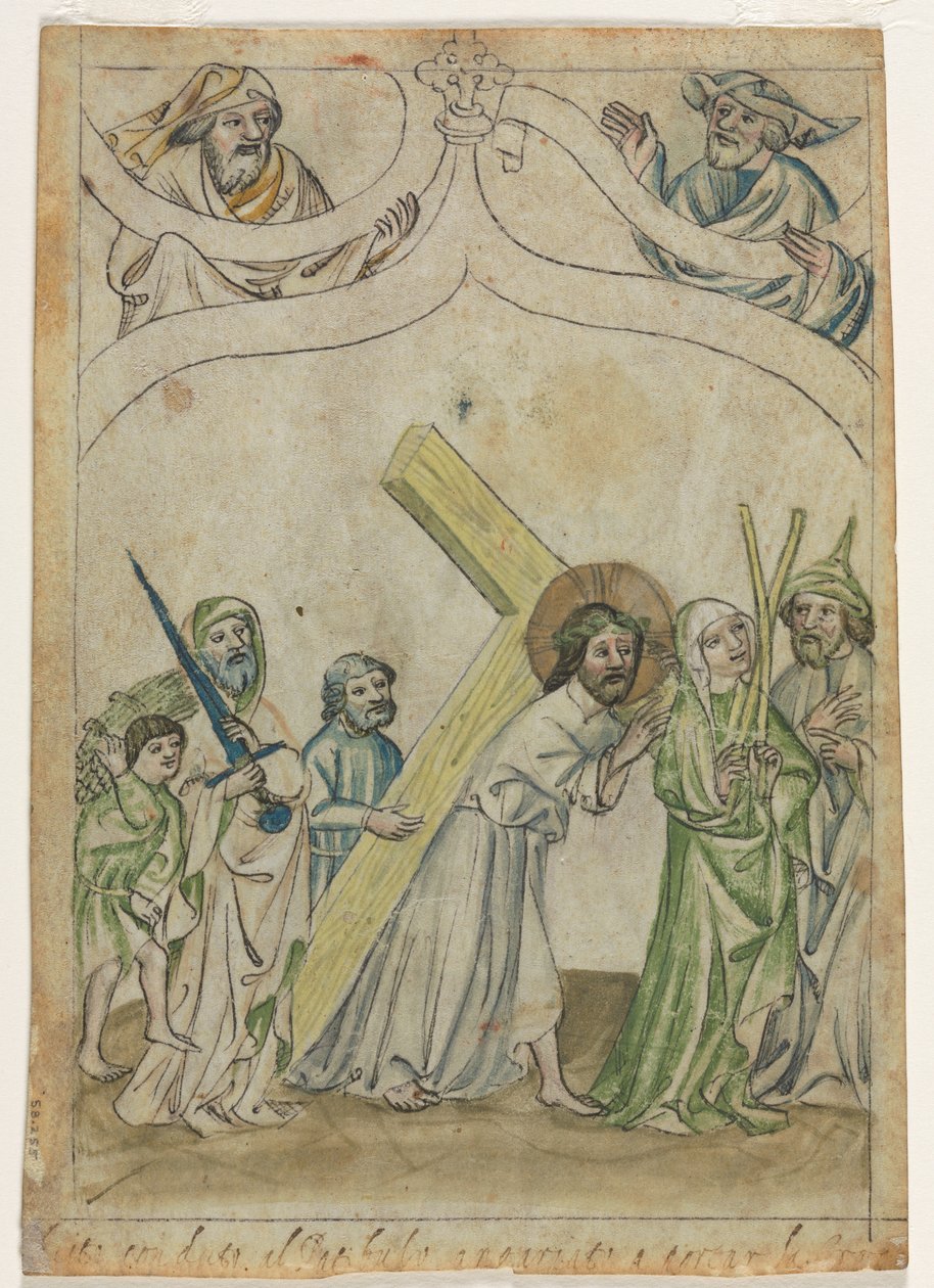 Kristus kronet med torner recto Kristus som bærer korset verso, ca. 1410. av Unbekannt