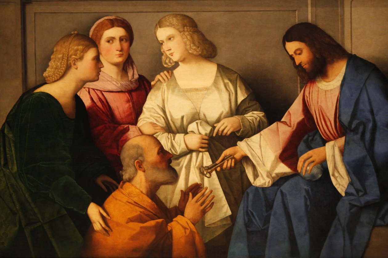 Kristus gir nøklene til Saint Peter av Vincenzo Catena Madrid Spania av Unbekannt